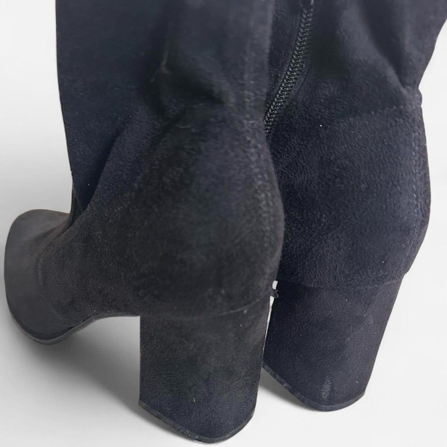 Black suede ankle boots with