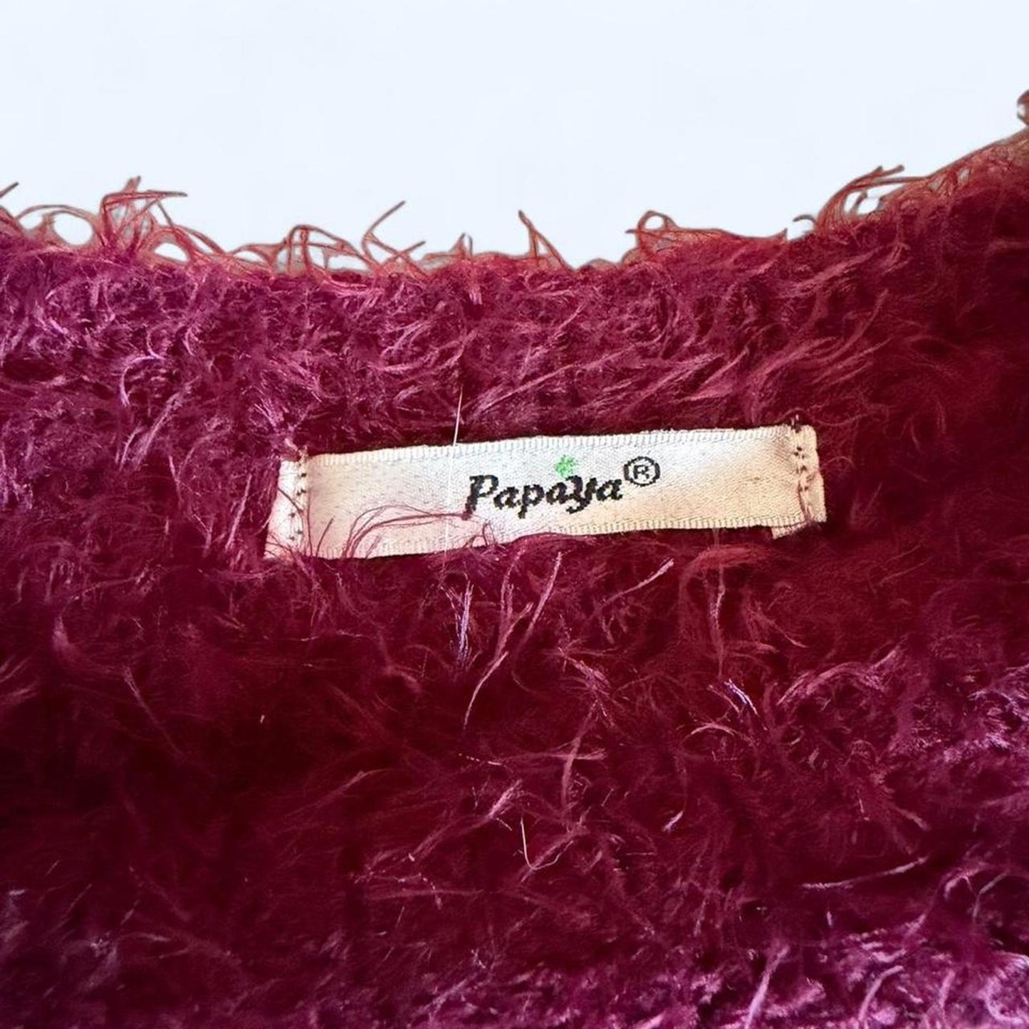 Burgundy fuzzy long sleeve top