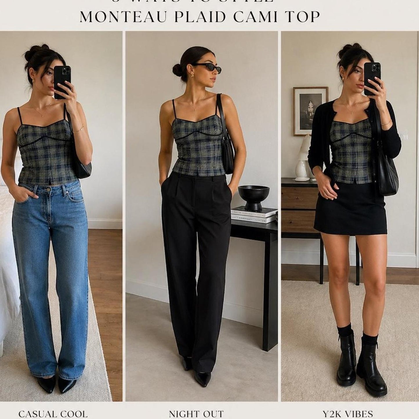 Plaid cami top from Monteau Los Angeles
