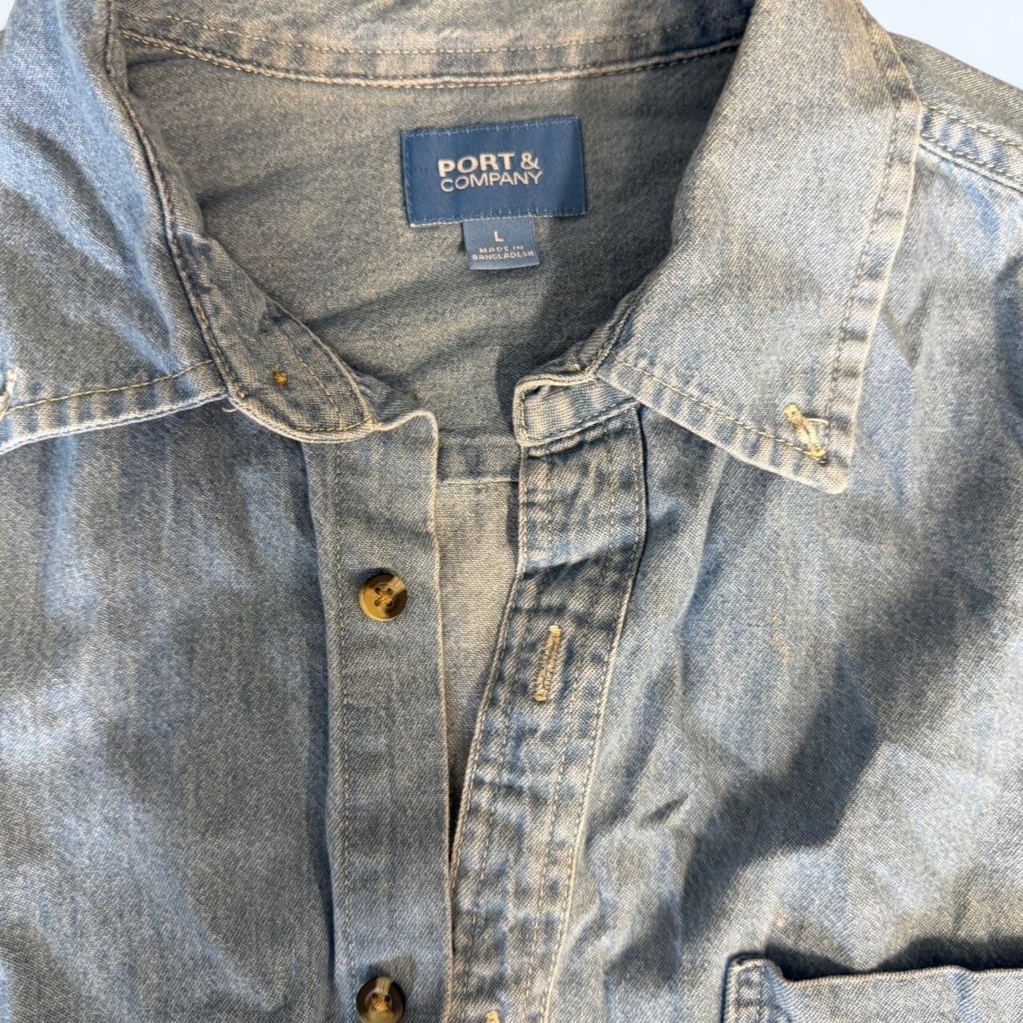 Blue denim button up shirt