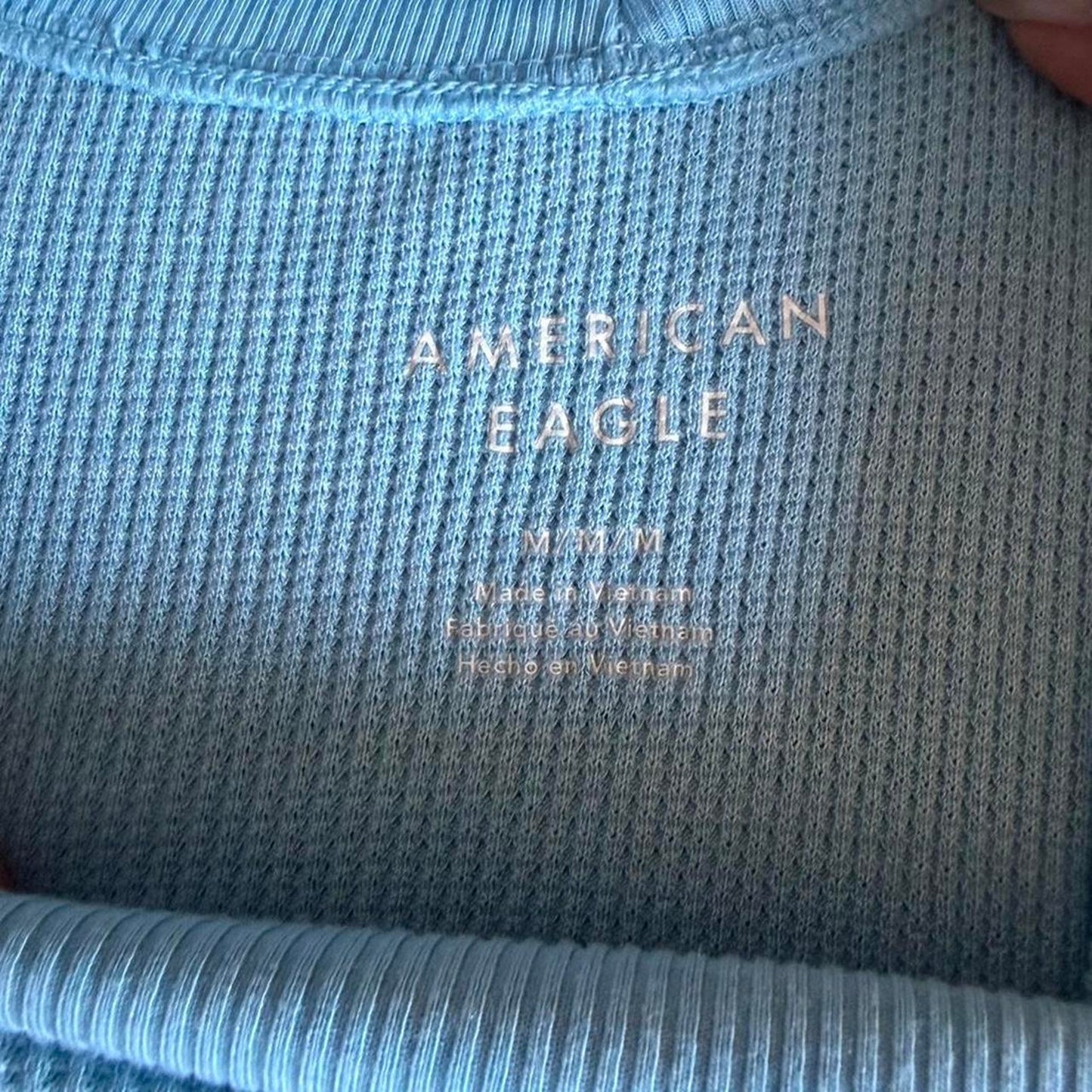 American Eagle blue long sleeve mock neck top Size M