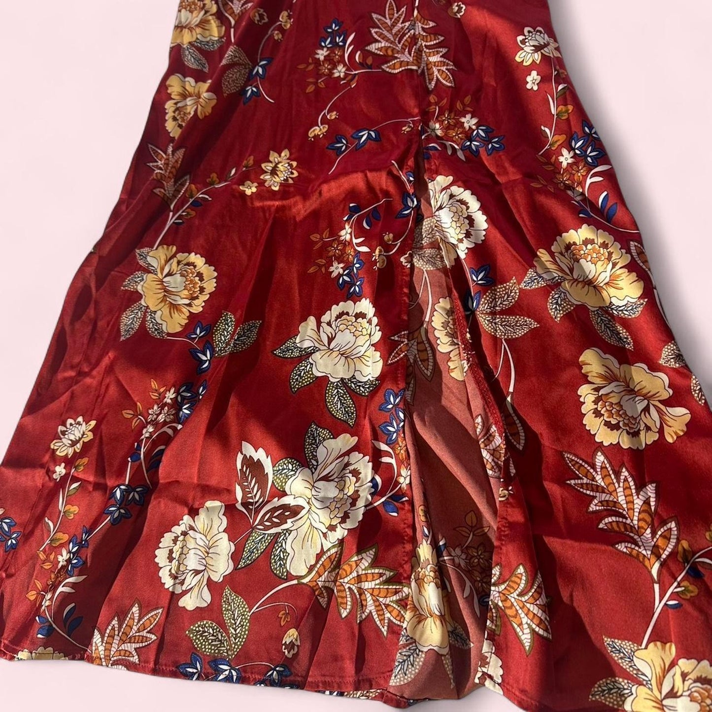 Red floral dress with tie