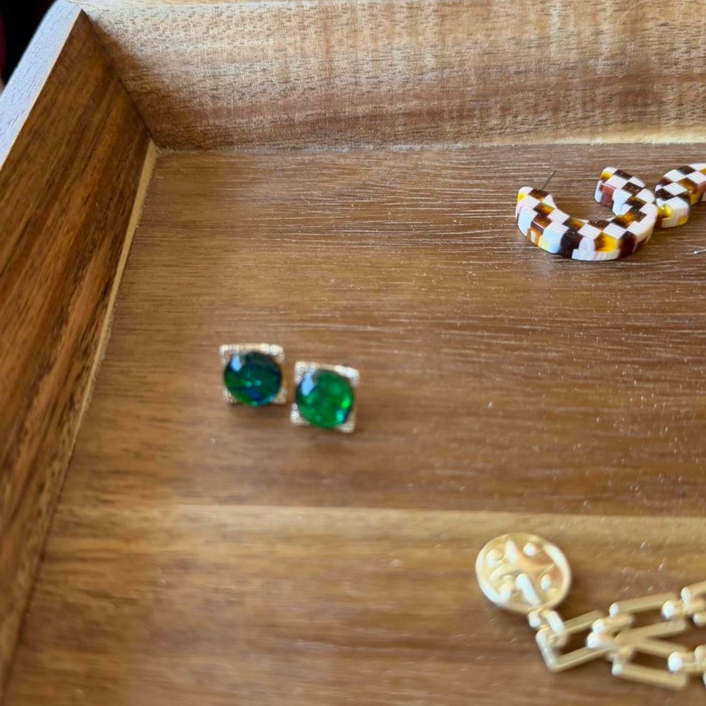 Green and blue opal earrings