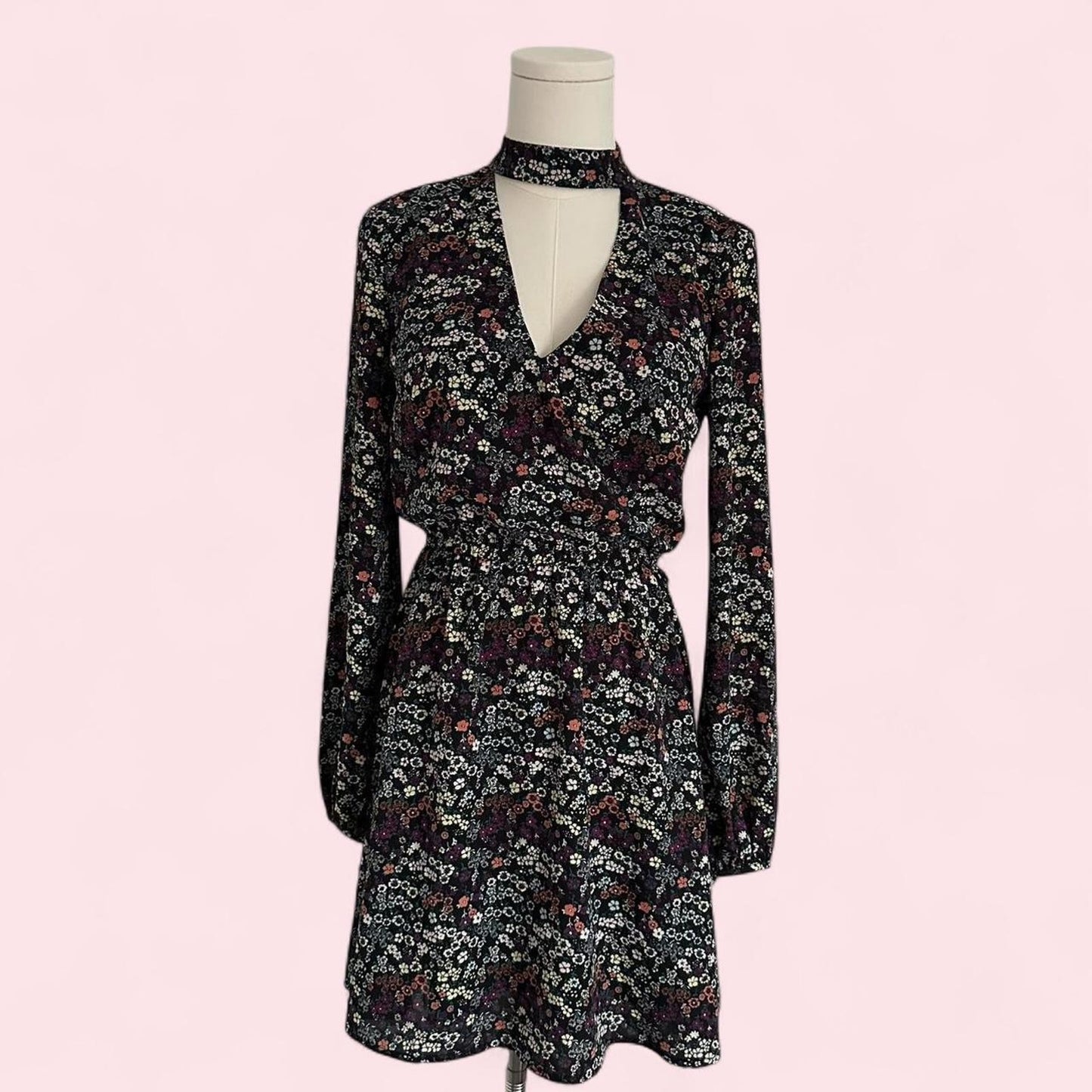 Hm black floral dress with