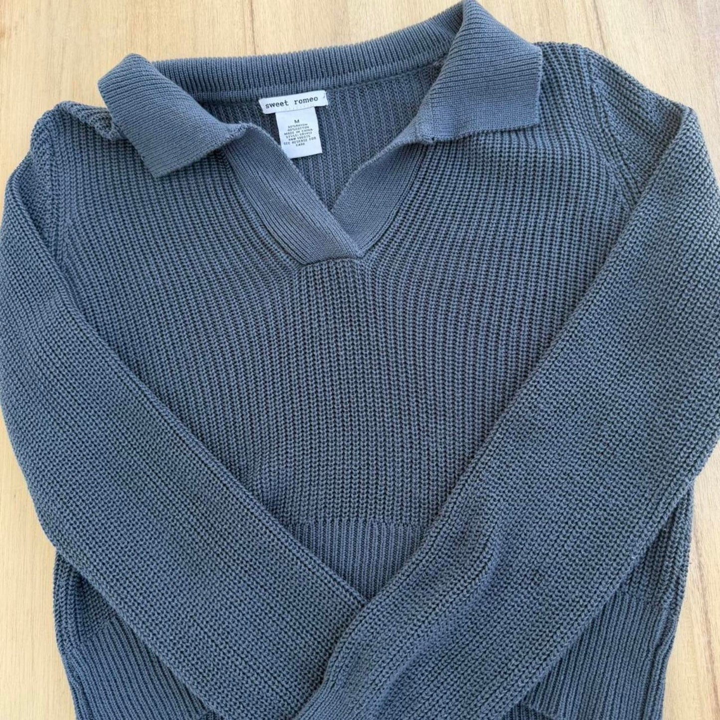 Blue collared knit sweater
