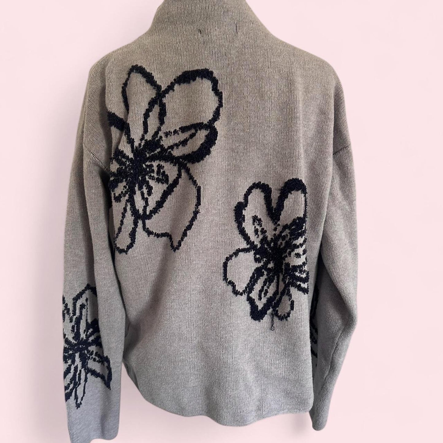 Floral sweater with mock neck