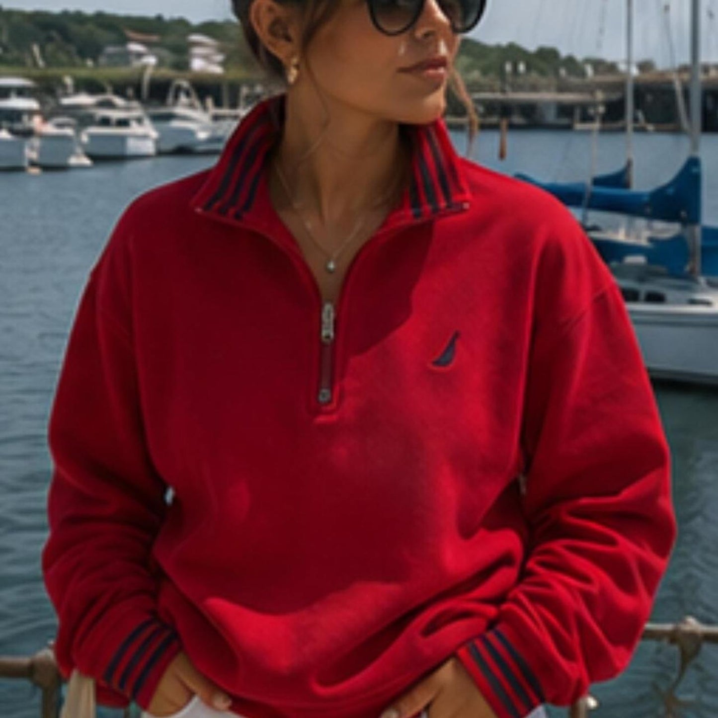 Nautica red quarter coastal prep