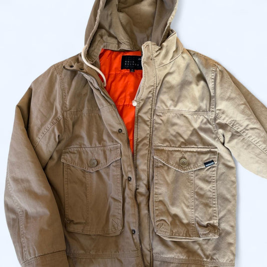 Men khaki hooded jacket