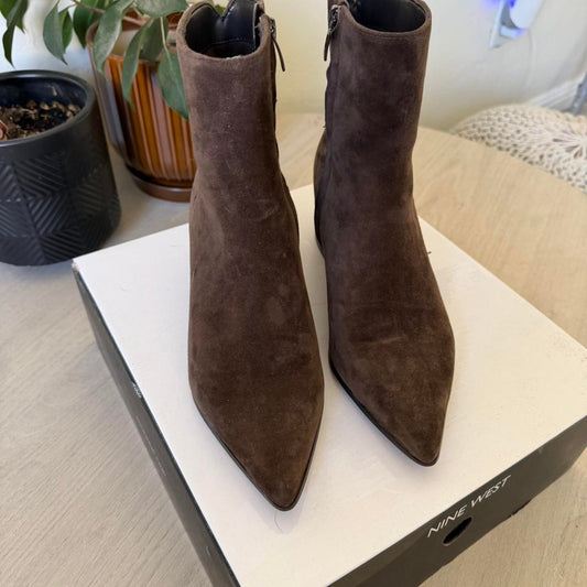 Chocolate brown suede ankle boots by Nine West