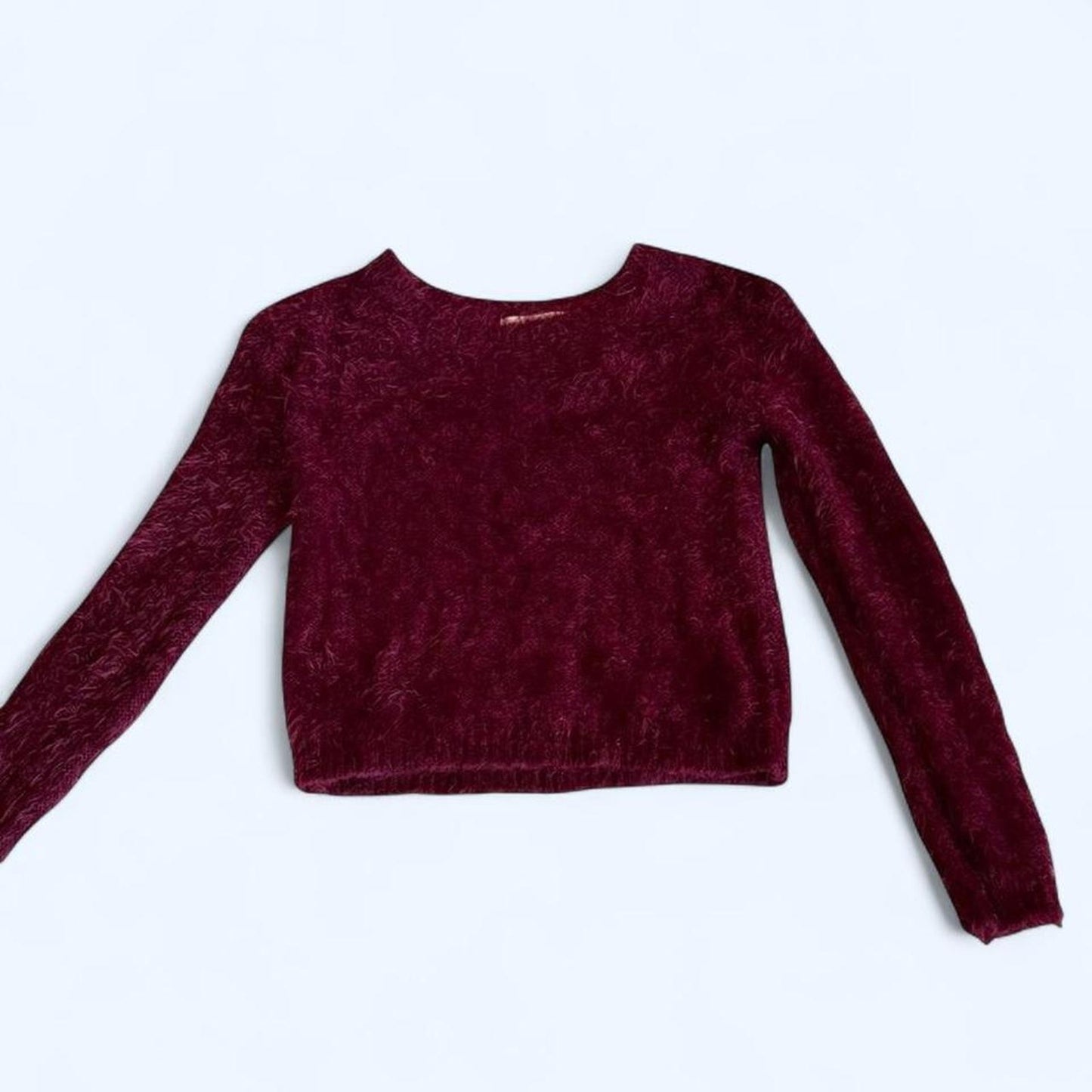 Burgundy fuzzy long sleeve top