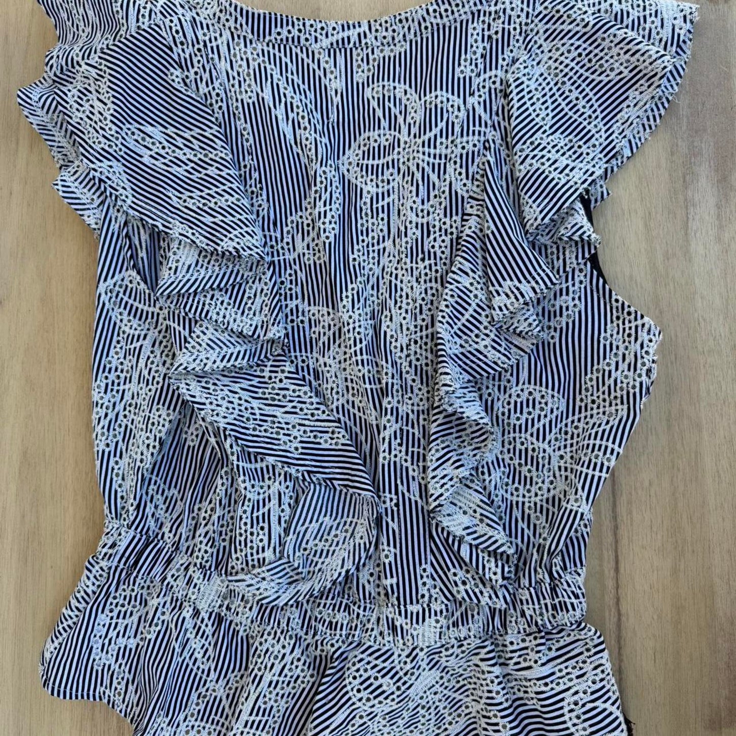Mcguire embroidered striped ruffle blouse