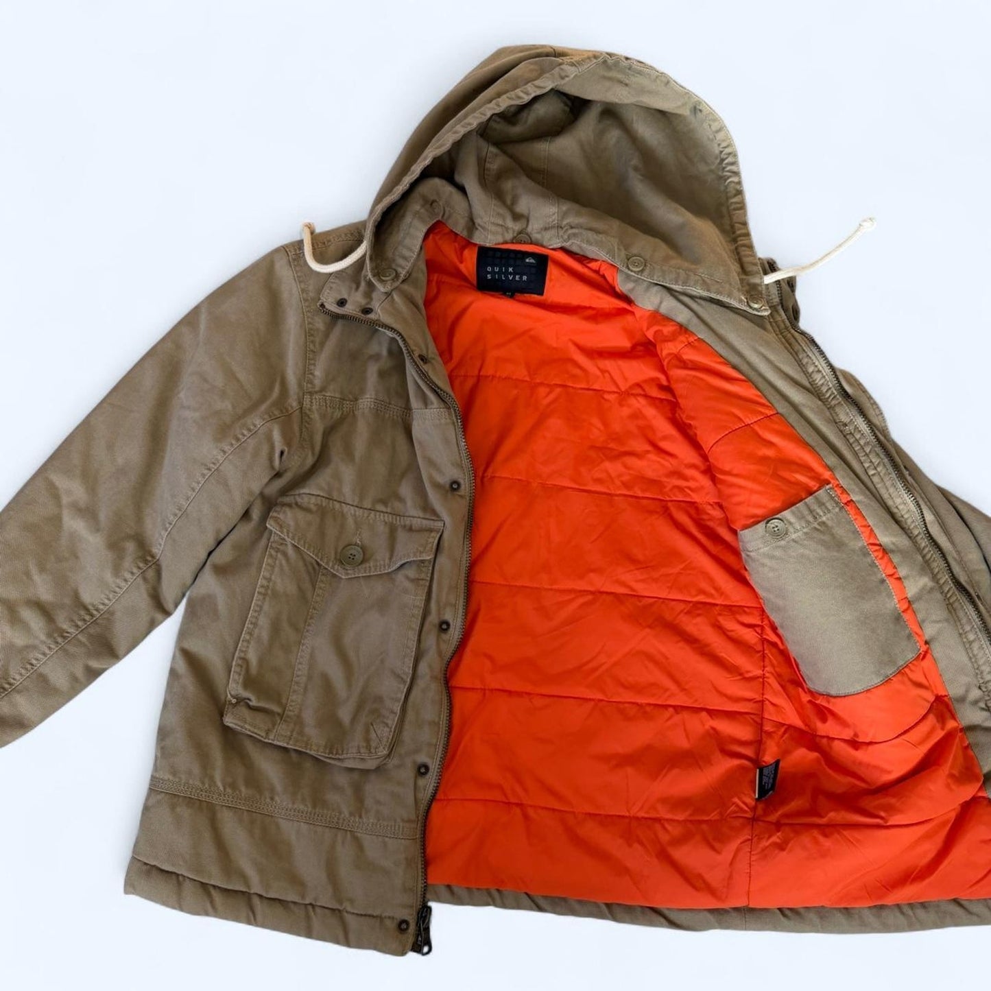 Men khaki hooded jacket