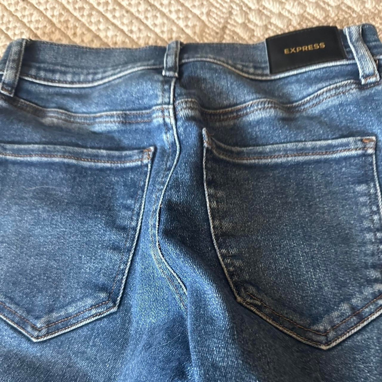 Express mid-rise dark wash skyscraper  jeans cut to crop -  Size 2R