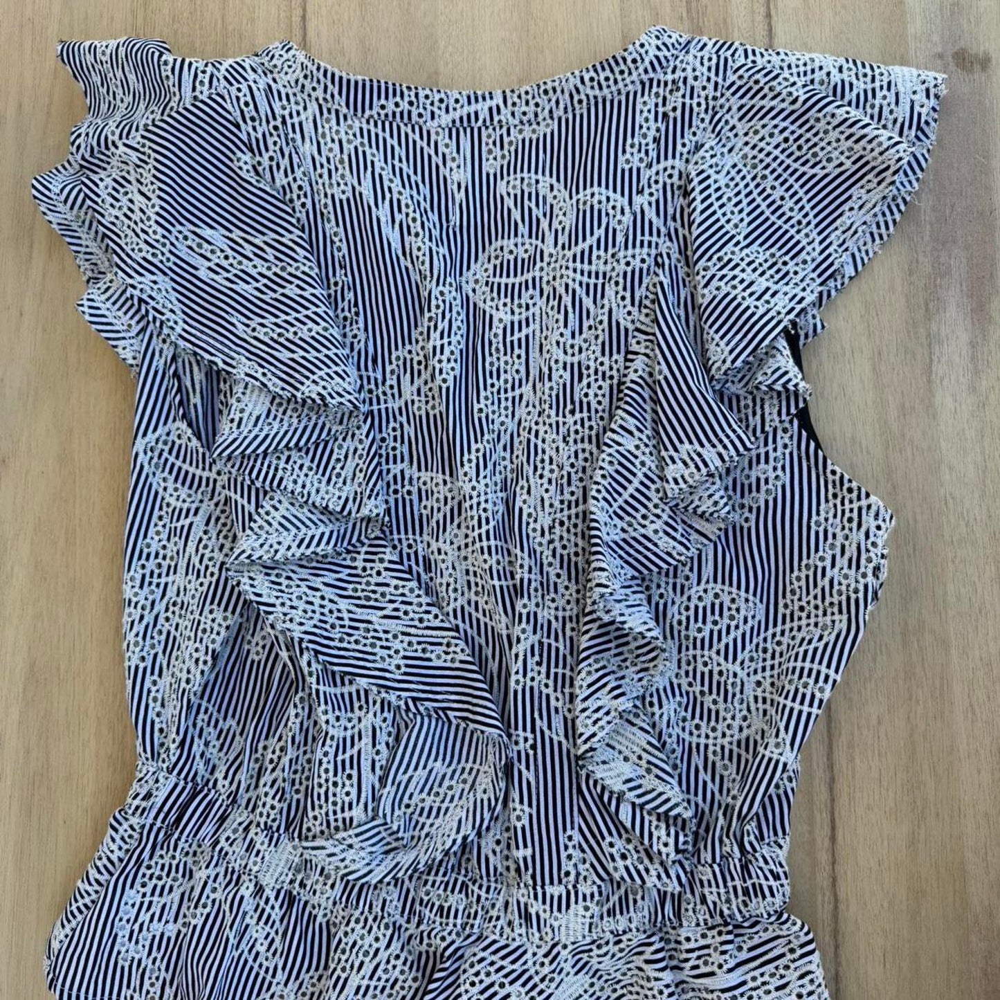 Mcguire embroidered striped ruffle blouse