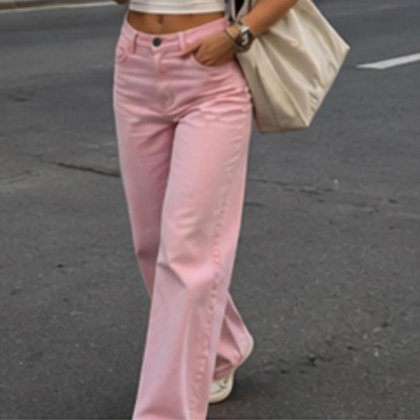 Pastel Pink Wide Leg Jeans 💗