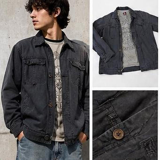 Quiksilver canvas jacket in a perfect faded charcoal wash
