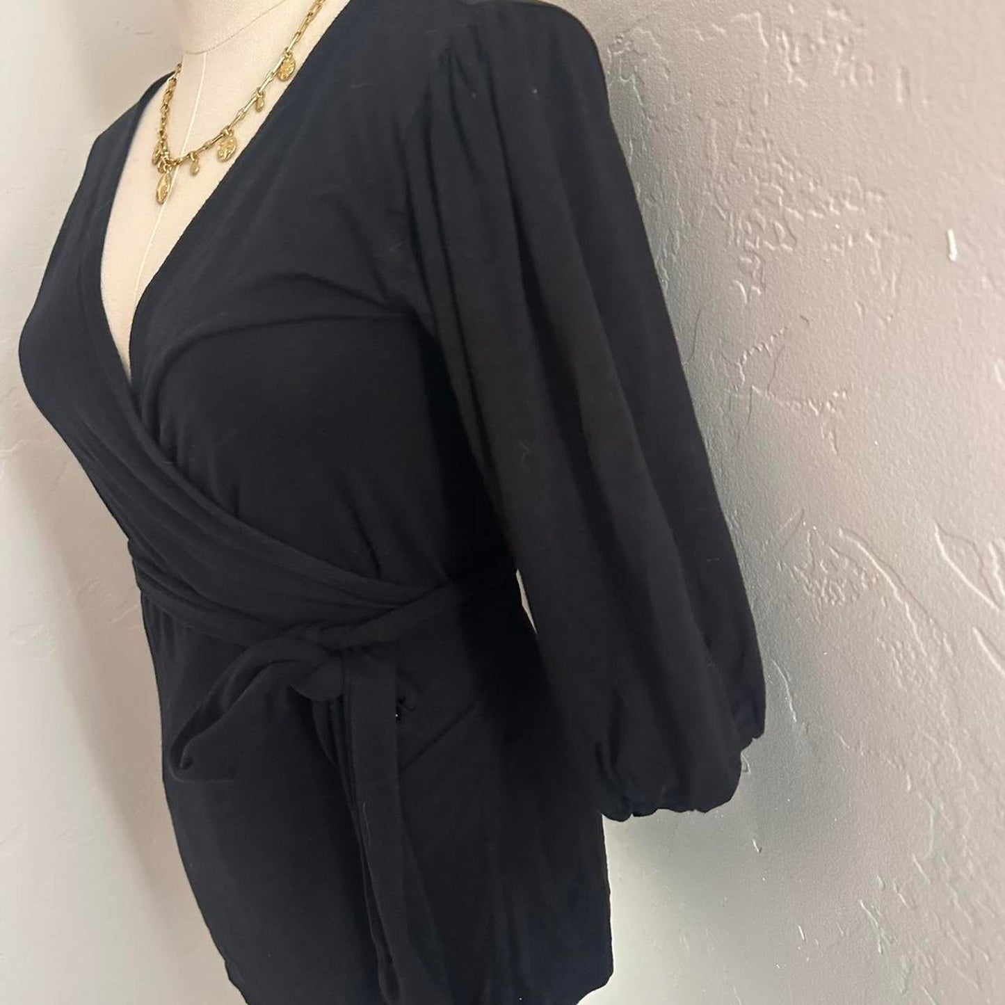 Womens halogren black wrap top