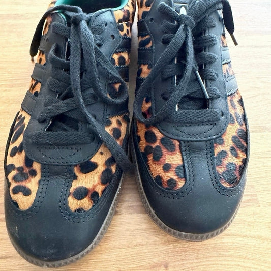 Adidas Originals Samba Leopard Pony Hair Sneakers Black Women’s Size 8
