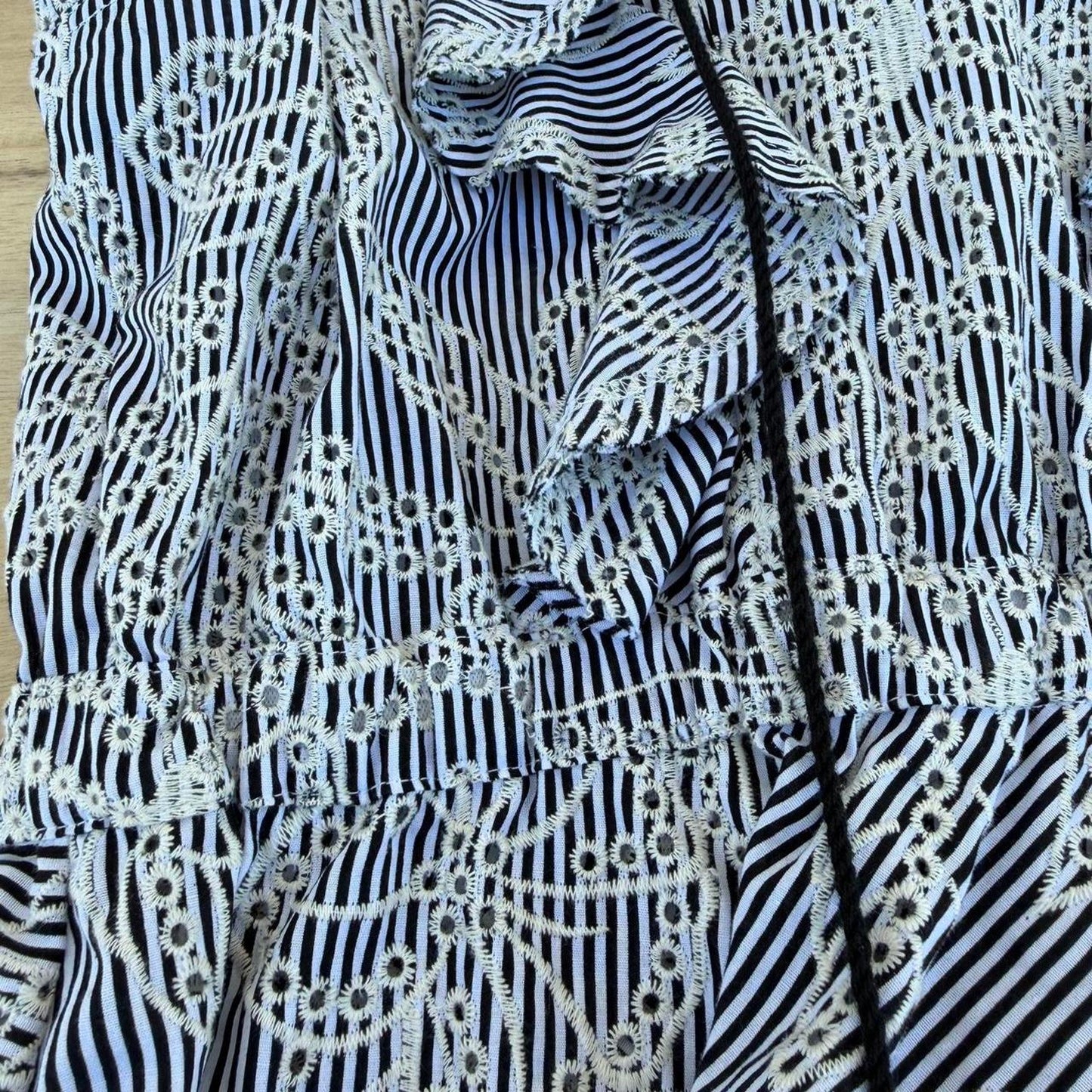 Mcguire embroidered striped ruffle blouse