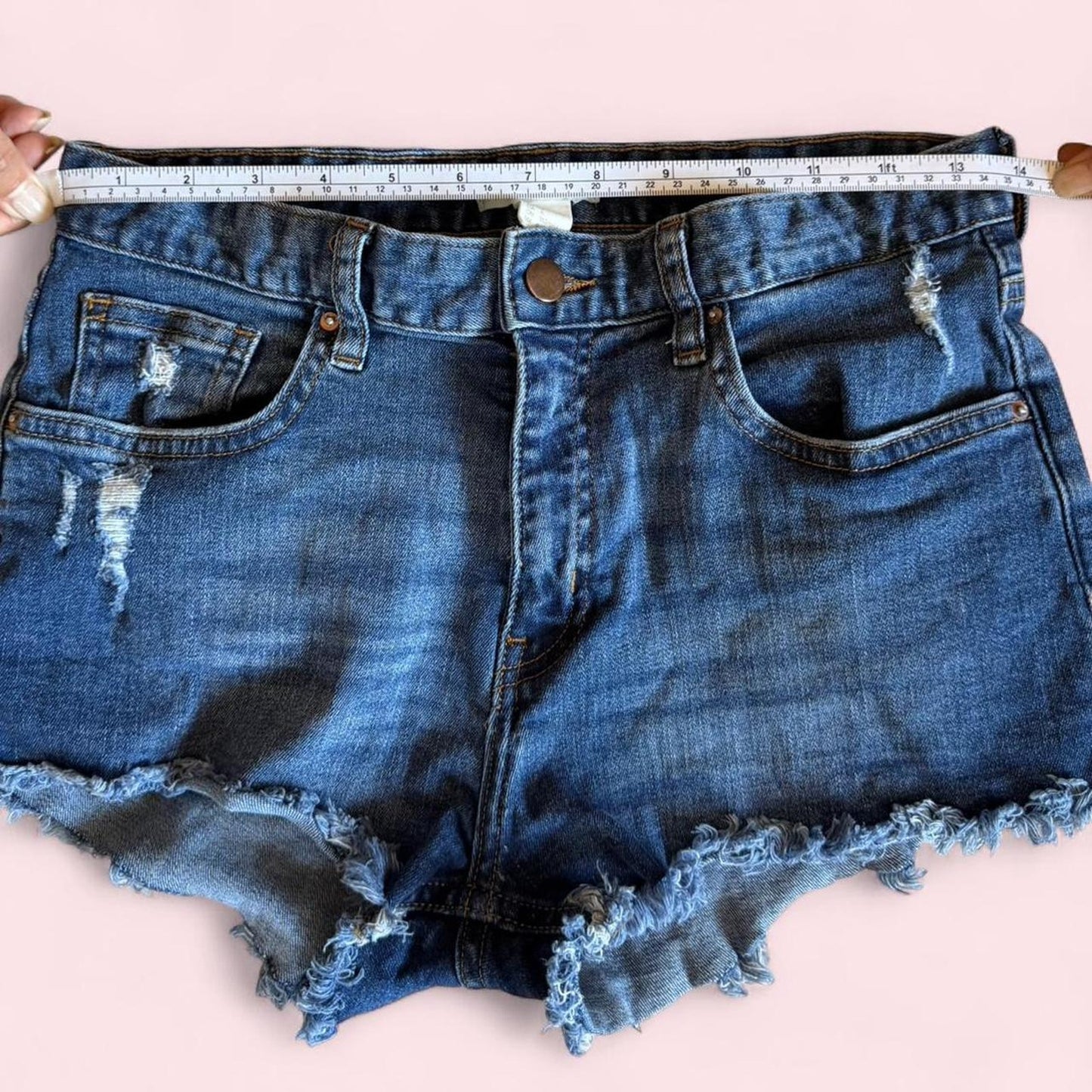 H&M denim short shorts with frayed hem