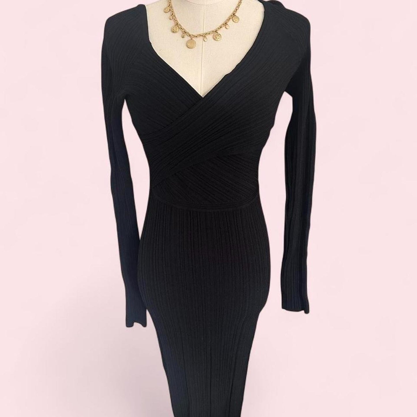 Banana Republic ribbed black bodycon dress