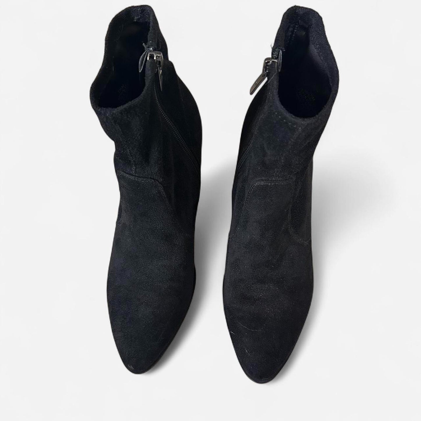 Black suede ankle boots with