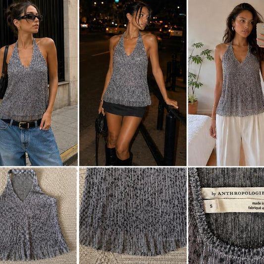 Anthropologie sequin top with sheer layered material