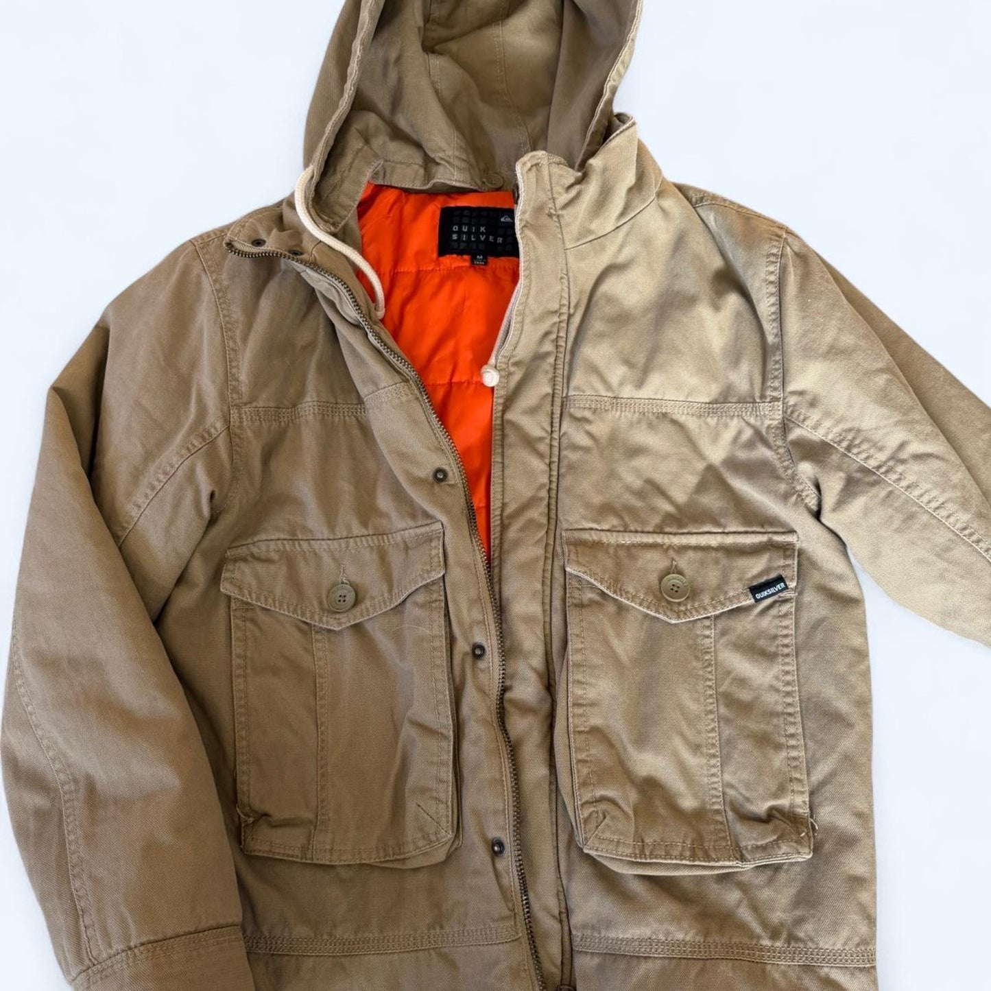 Men khaki hooded jacket