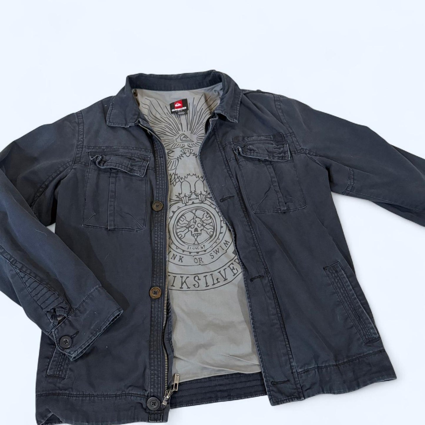 Quiksilver canvas jacket in a perfect faded charcoal wash