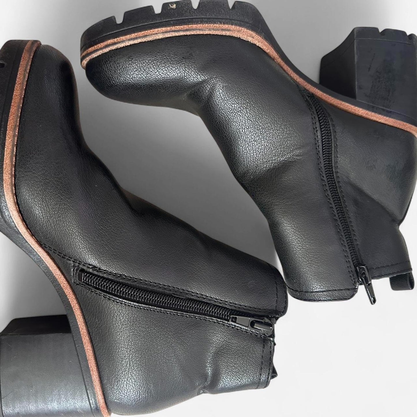 Womens black leather ankle