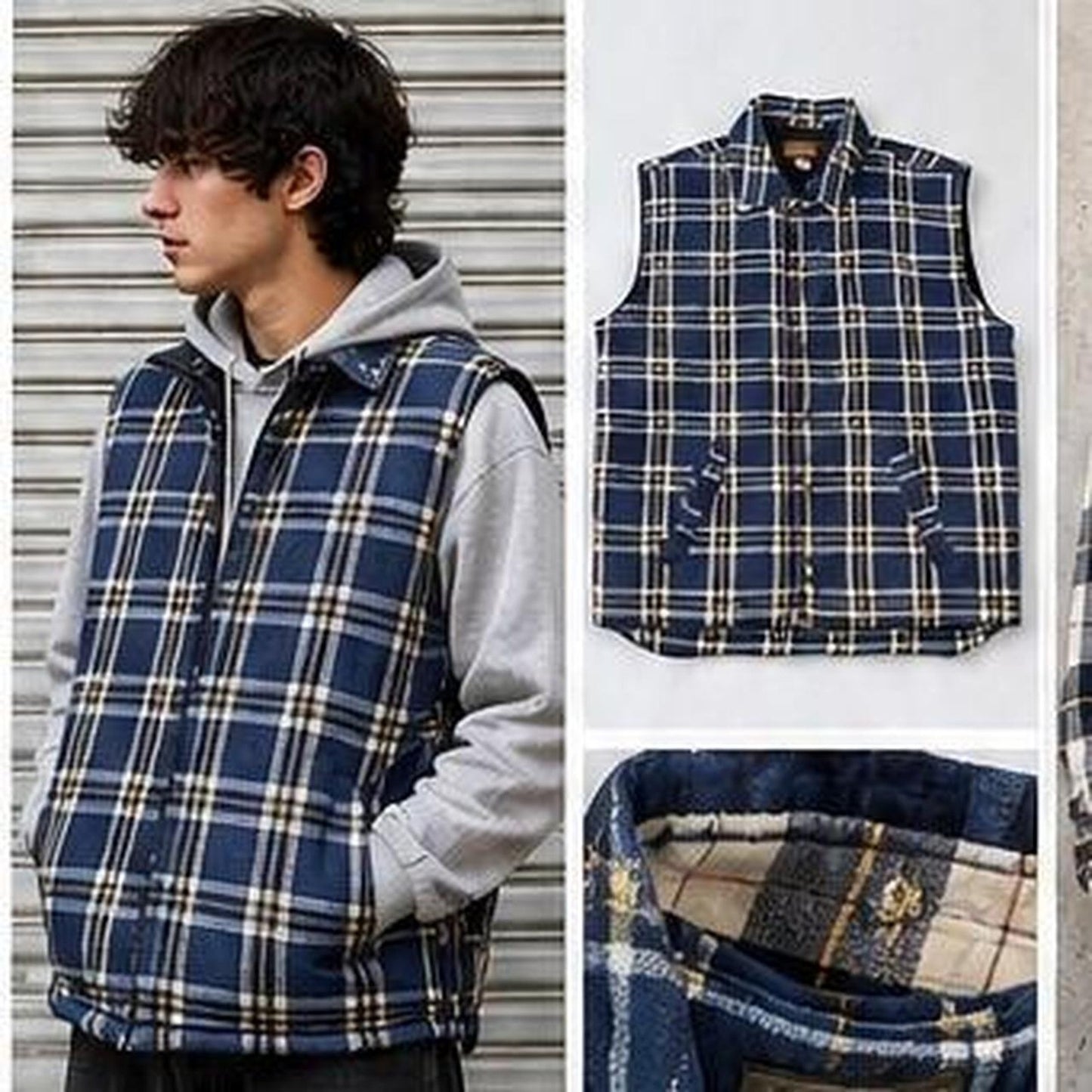 Vintage The Haband Tailgater blue plaid button-up flannel