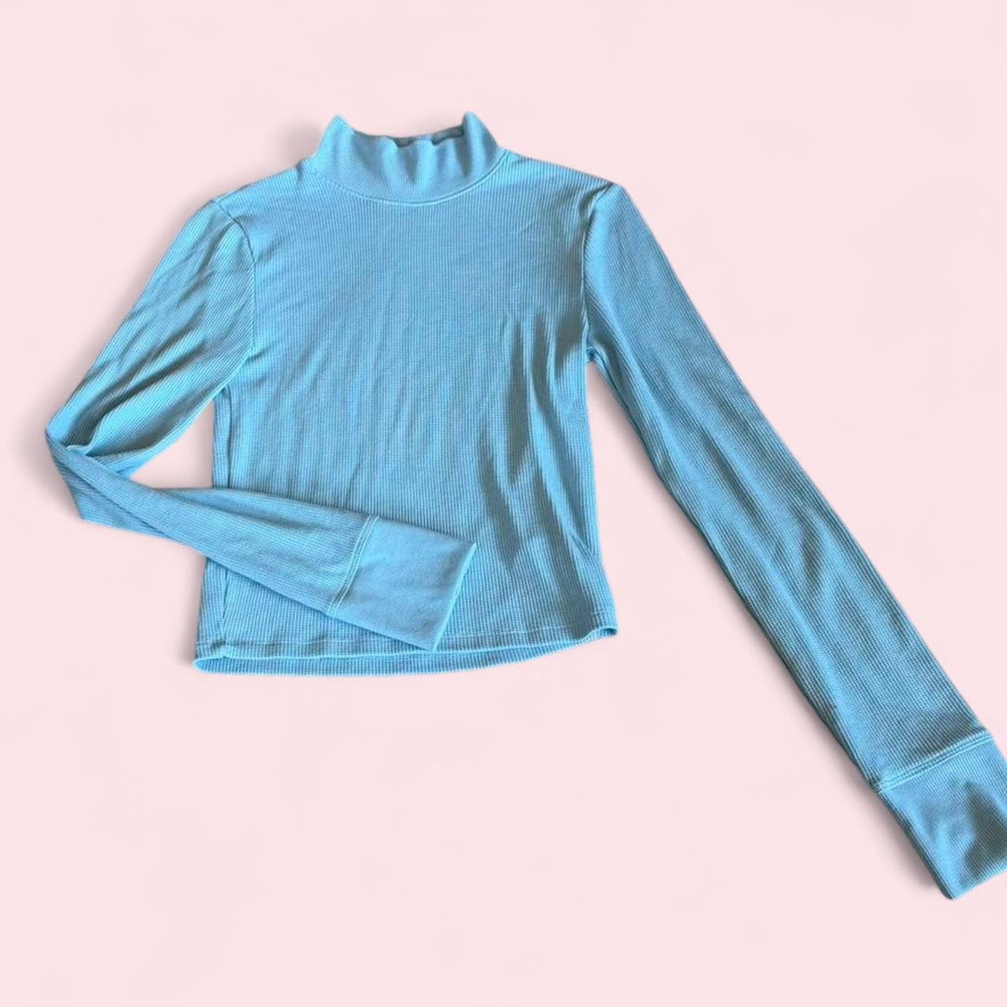 American Eagle blue long sleeve mock neck top Size M
