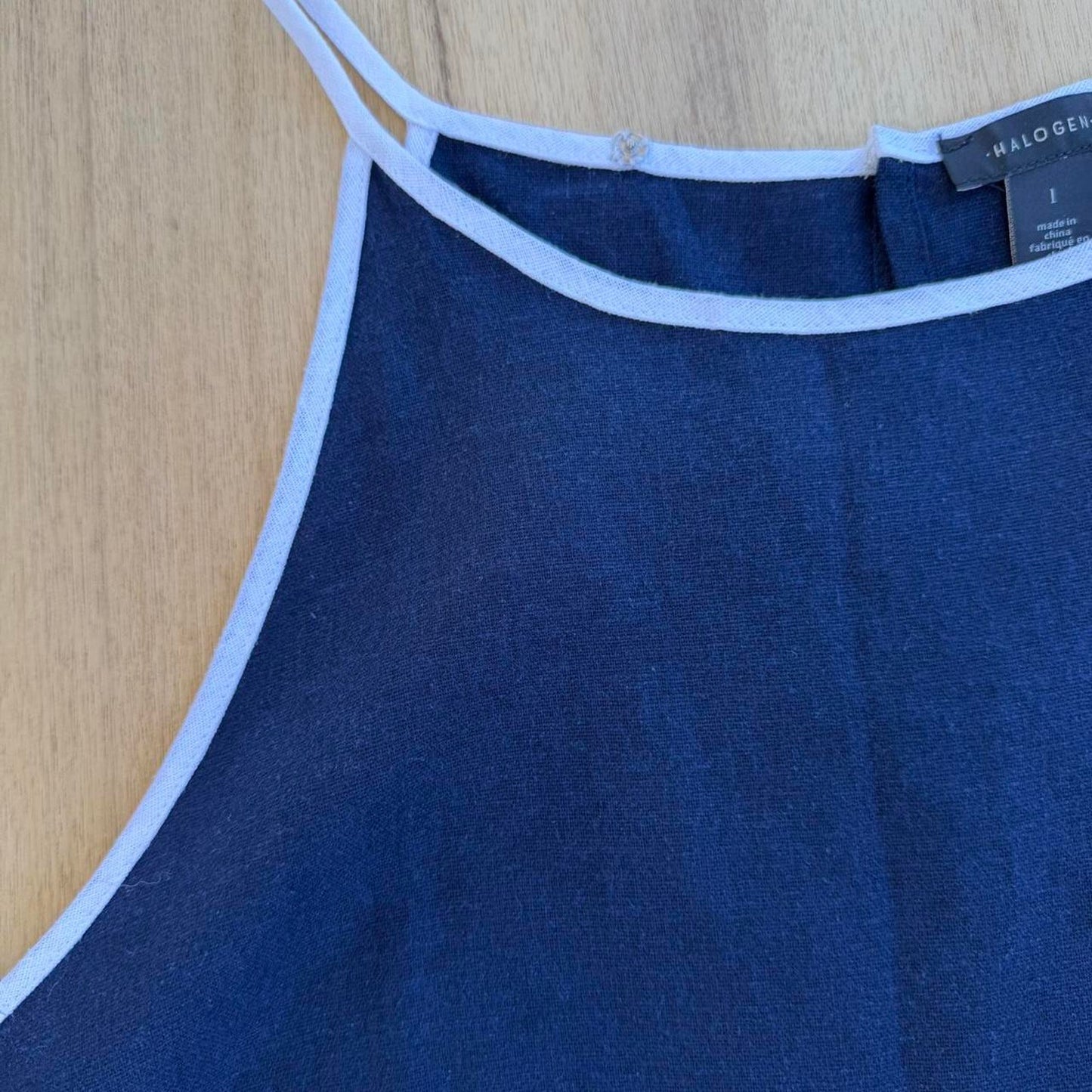 Halogen linen blend contrast trim