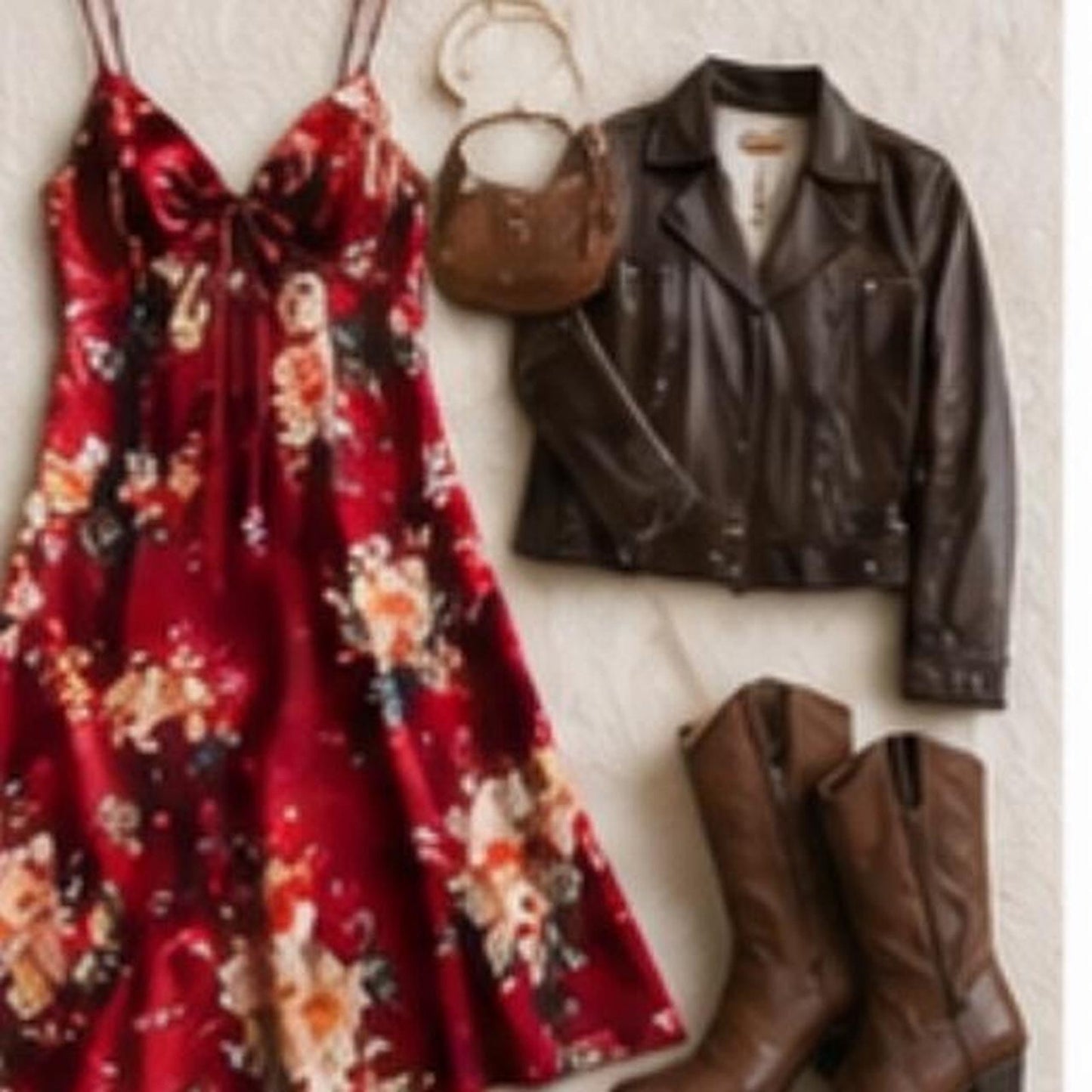 Red floral dress with tie