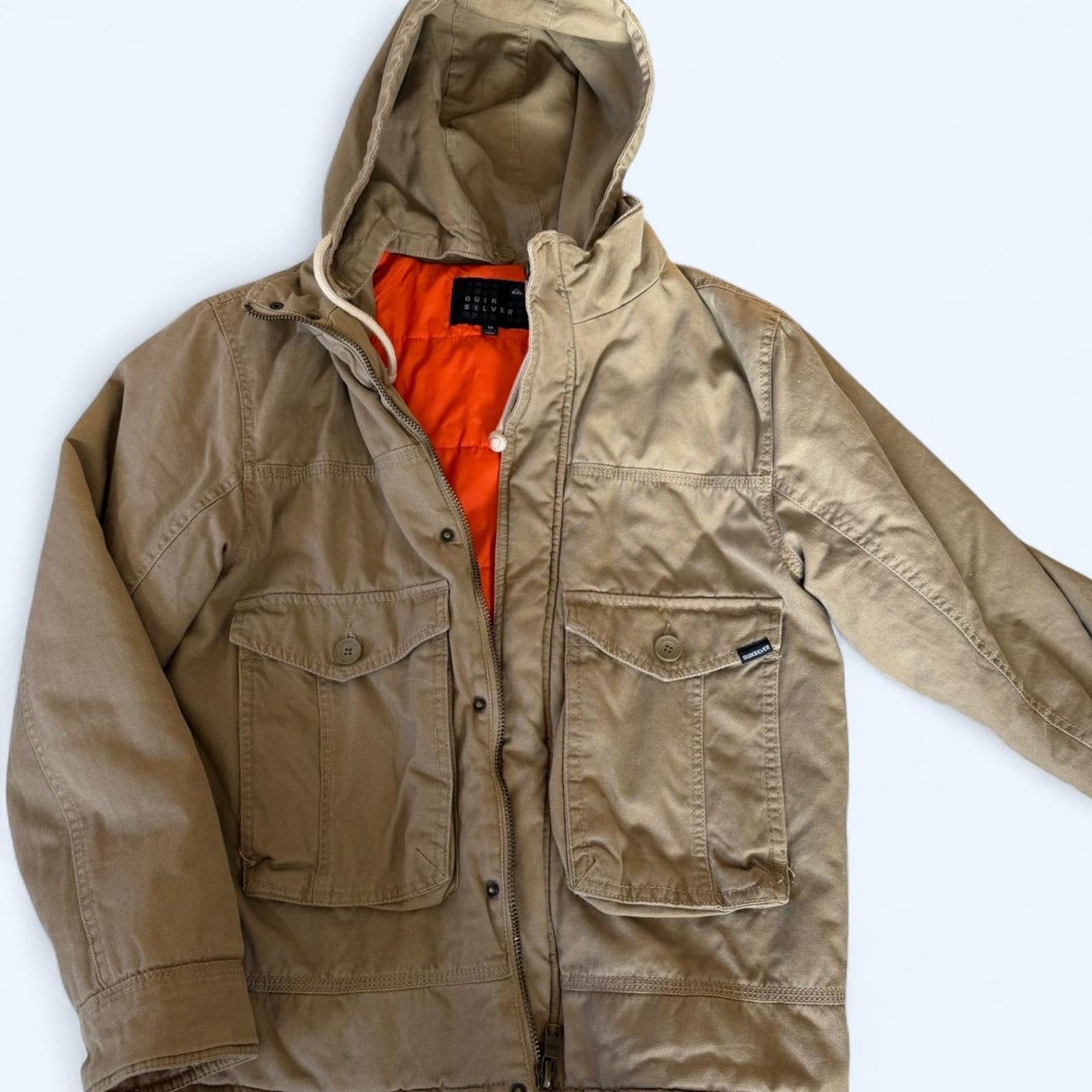 Men khaki hooded jacket