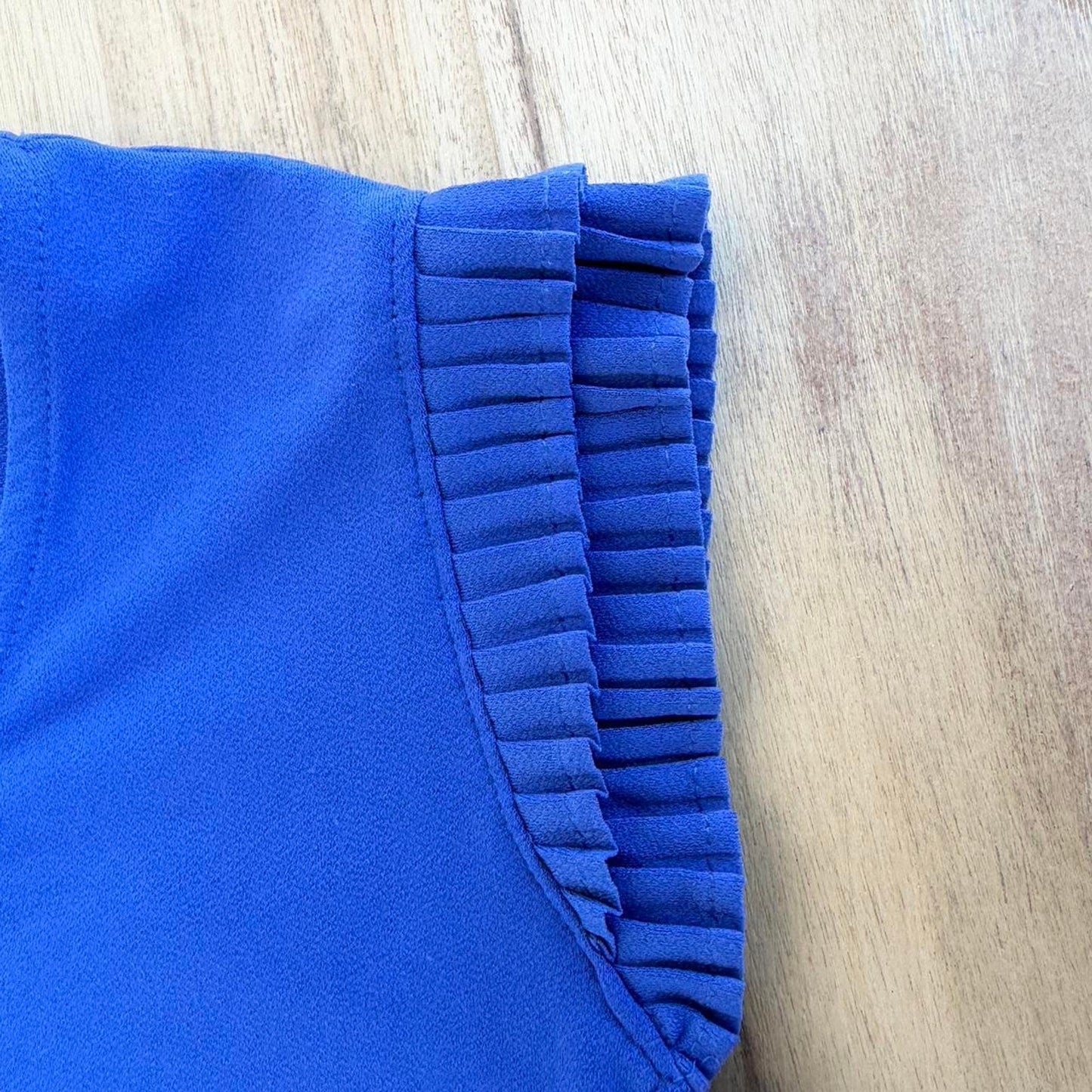 Blue top with ruched detailing