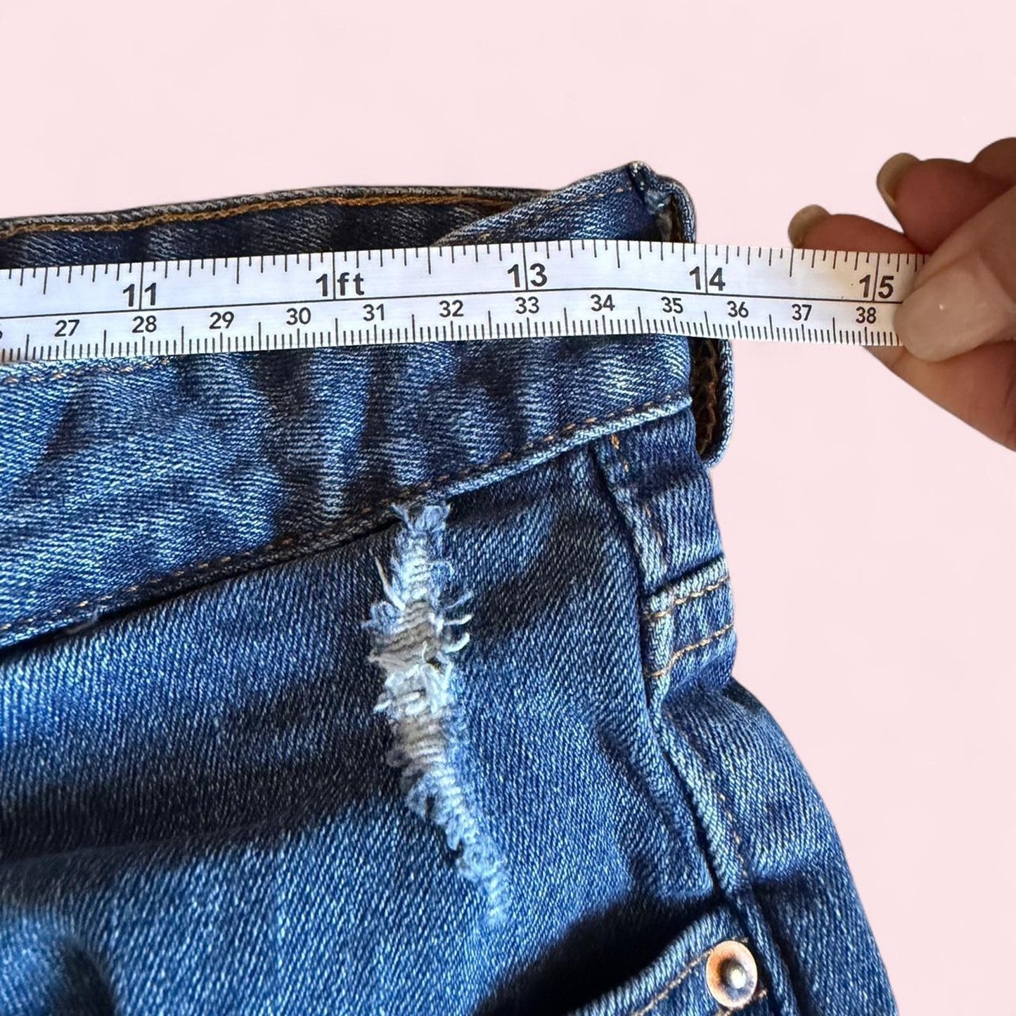 H&M denim short shorts with frayed hem