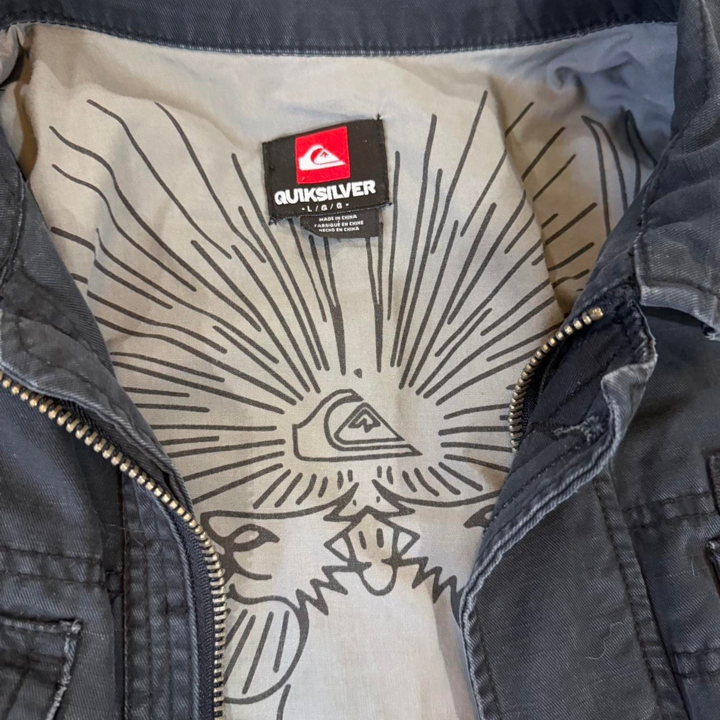 Quiksilver canvas jacket in a perfect faded charcoal wash