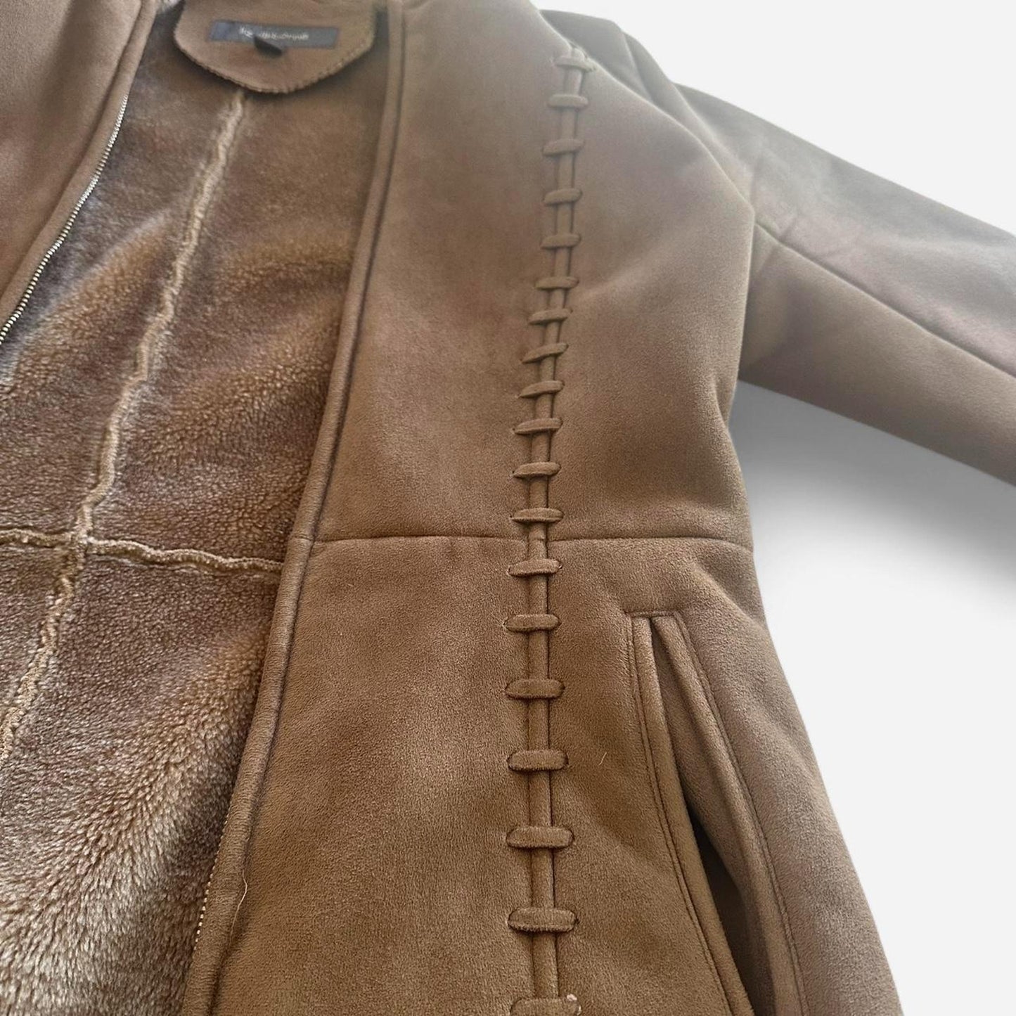 Tan suede zip up hoodie