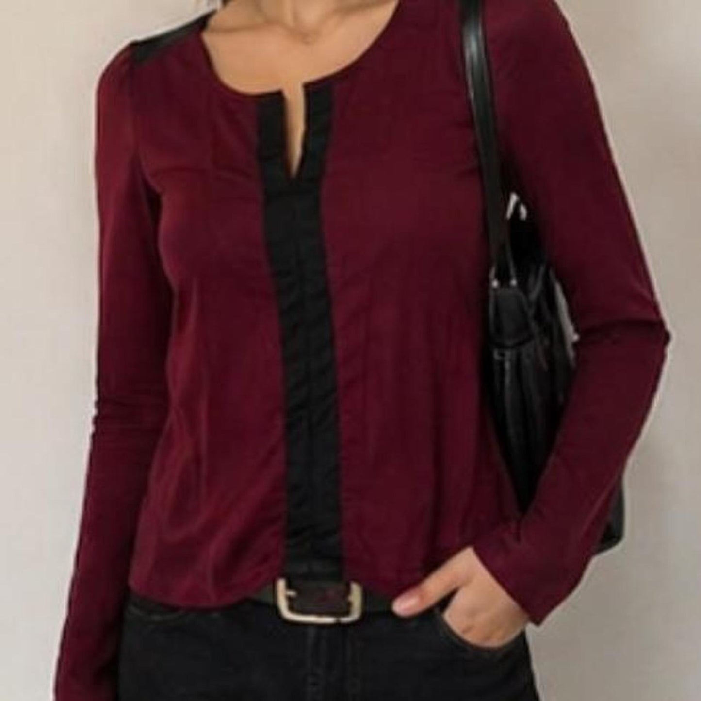 Vintage burgundy long sleeve blouse