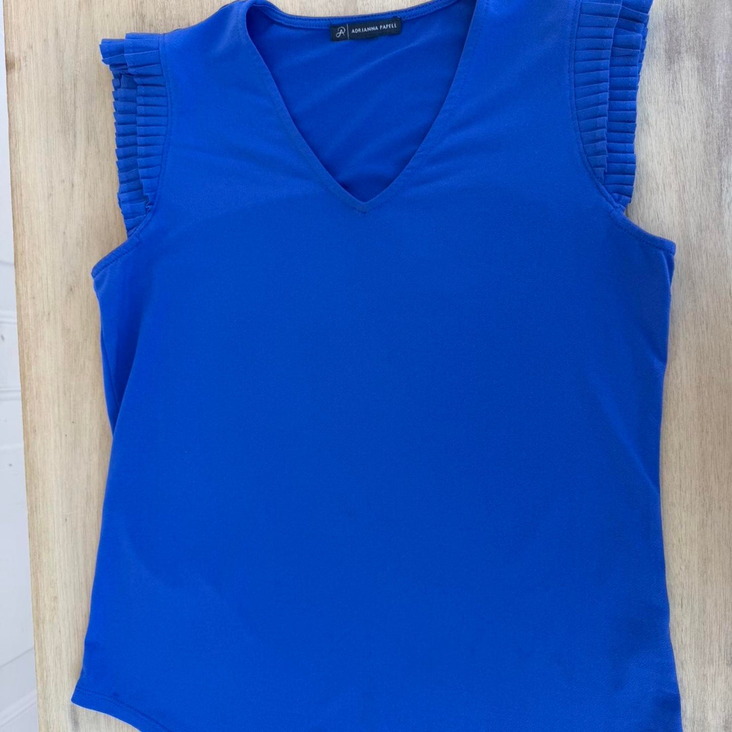 Blue top with ruched detailing