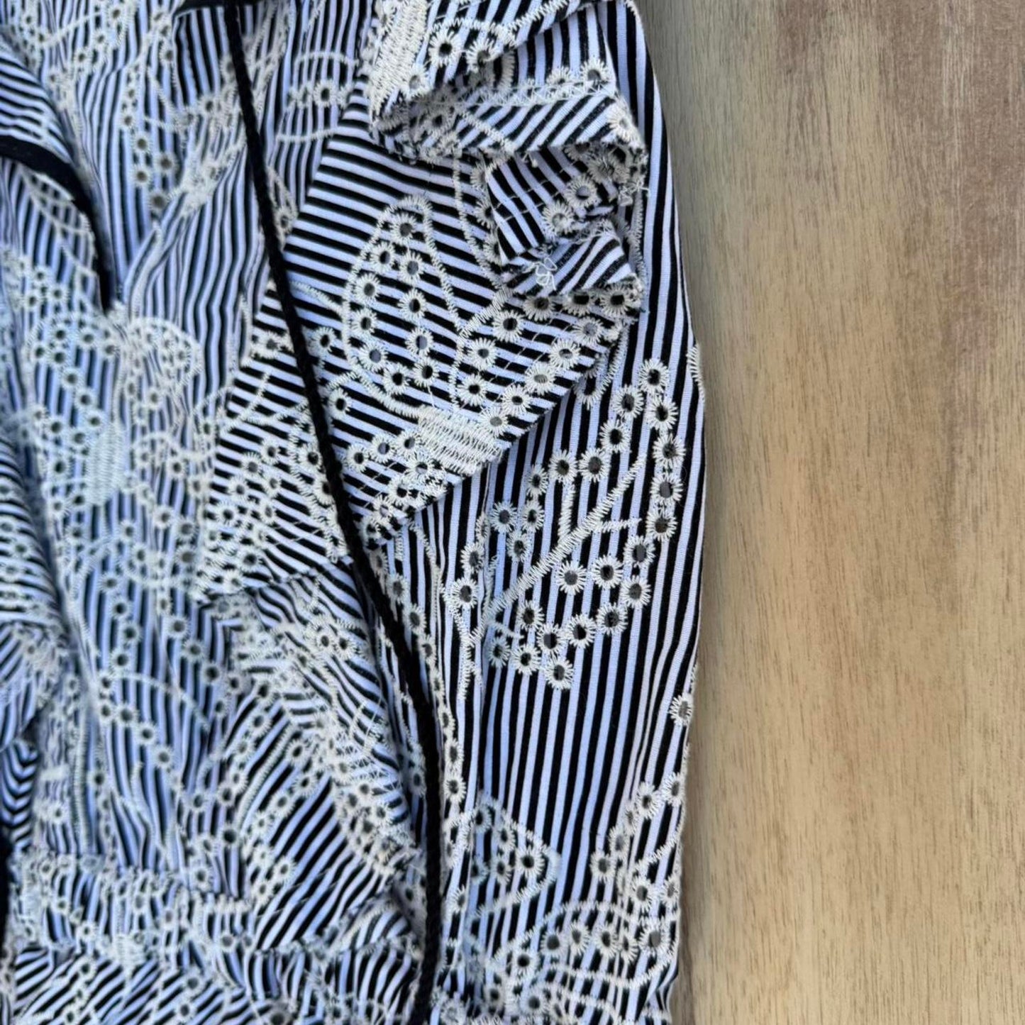 Mcguire embroidered striped ruffle blouse