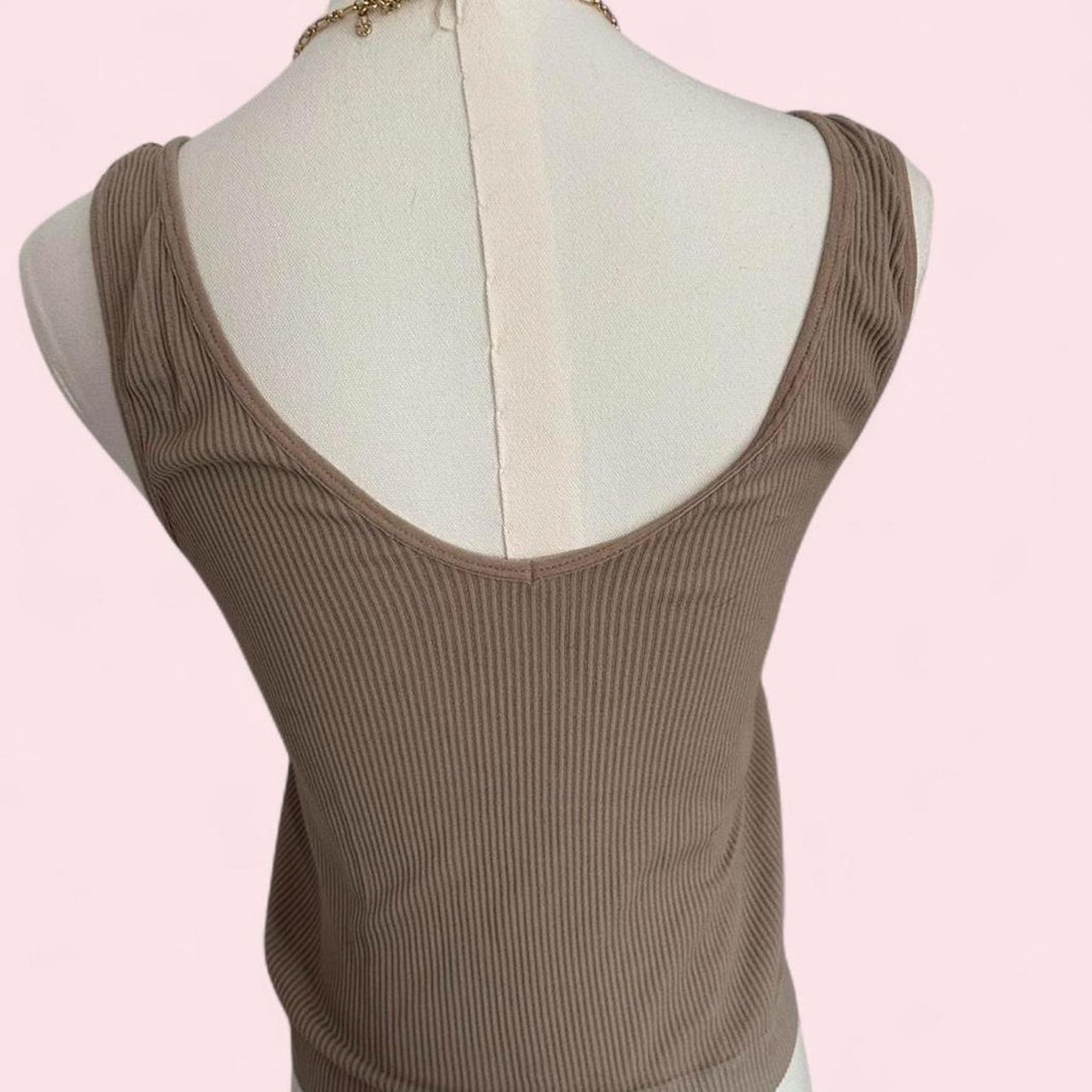 Tan ribbed crop top