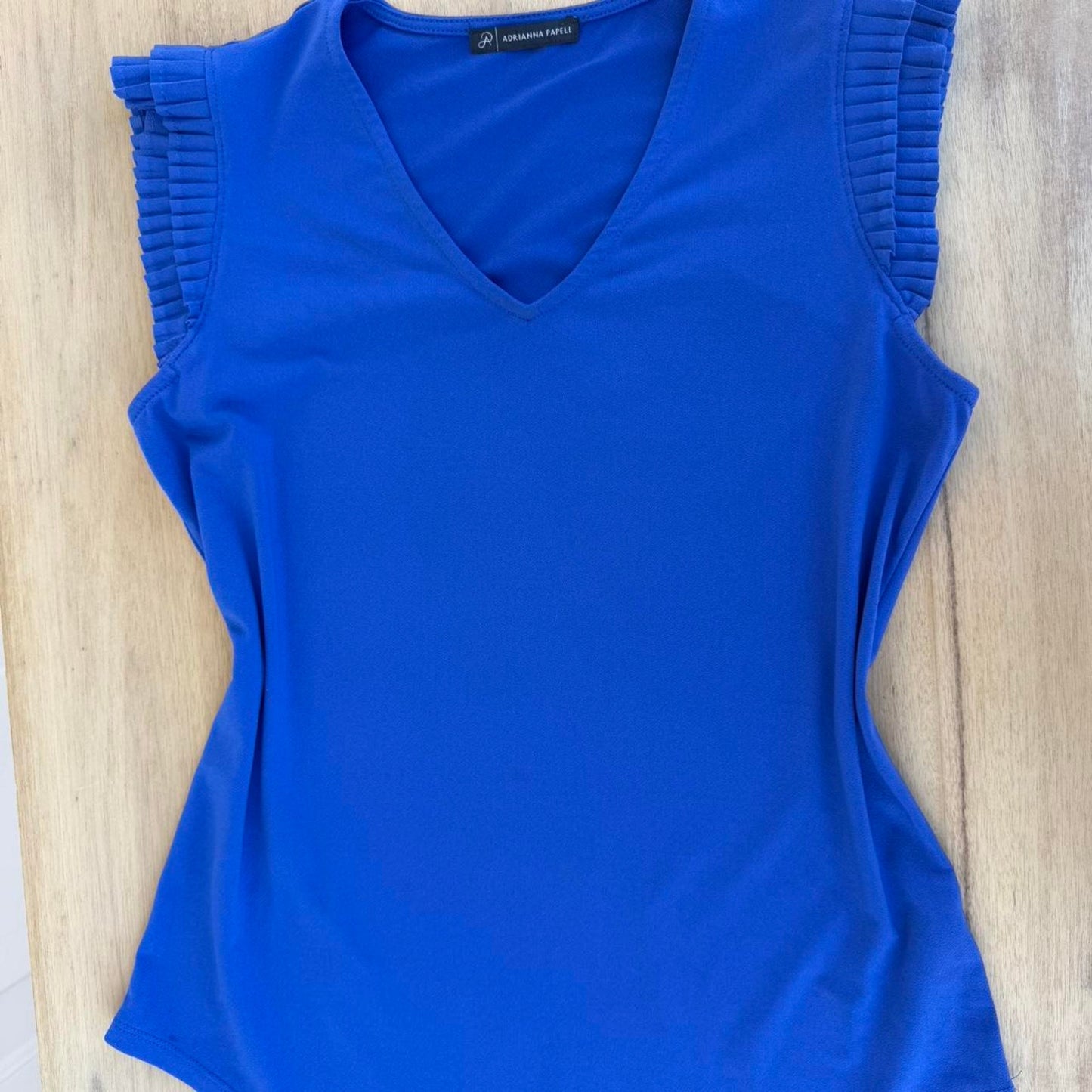 Blue top with ruched detailing