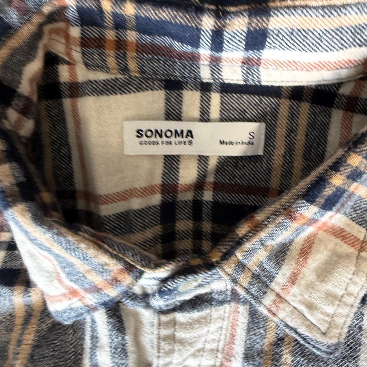 Soft neutral plaid button-up
