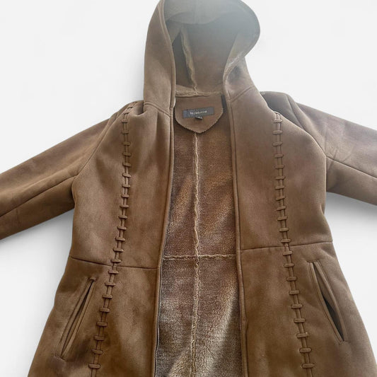 Tan suede zip up hoodie